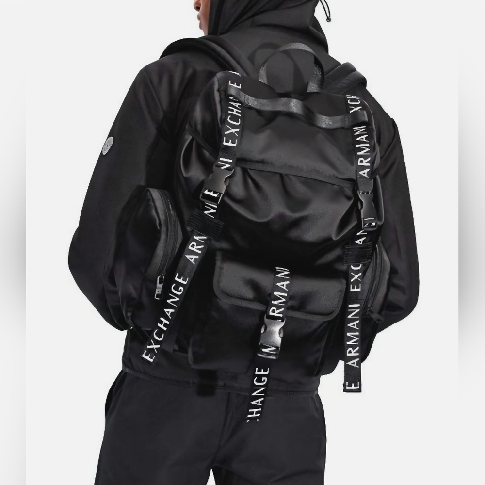 NWT - Armani Exchange Logo Strap Multiple Pockets Backpack - Picture 11 of 11